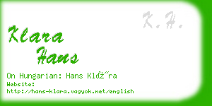 klara hans business card